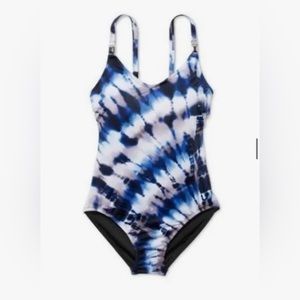 Blue Tie Dye One Piece Swimsuit, small